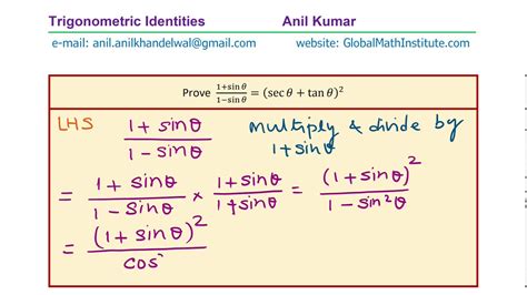 sinx+1|1 sinx proof.